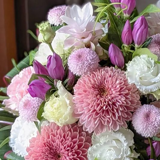 Autumn Sympathy & Memorial Arrangement – Medium Pink