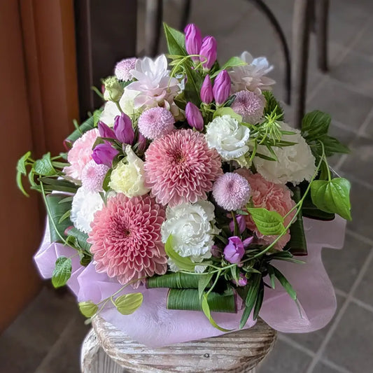 Autumn Sympathy & Memorial Arrangement – Medium Pink